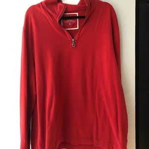 Martin & Osa Mens XL Red Quarter Zip Pullover Sweatshirt Mock Neck Cotton